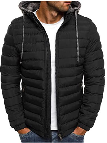 NUSGEAR Abrigo con Capucha Hombre Invierno, Chaquetas de Algodón Acolchado Chaqueta Cremallera Casual Moda Deportiva Jacket Outwear Sudadera Plumas Caliente Cazadoras Calor Grueso Parka