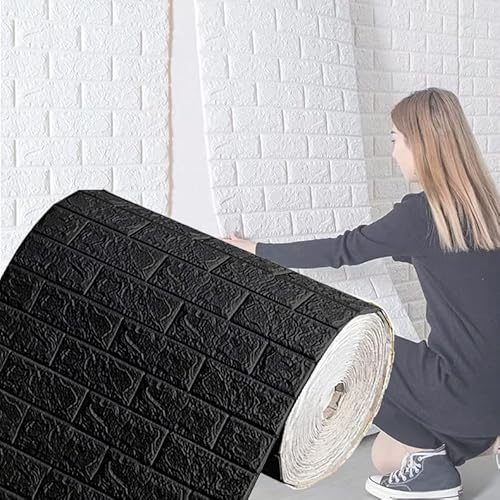 Bibykivn Panneaux Muraux 3d Adhesif 70 cm x 20 M - 4 mm Papier Peint Brique, Aspect Pierre, Stickers Muraux Imperméable, Papier Peint Mural pour Cuisine Chambre, Salon, Fond Décor TV