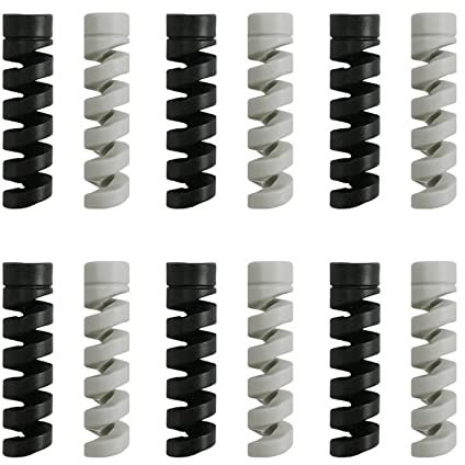 12pcs Charger Cable Saver Protectors Sleeve,Silicone Cord Saver Cable Wire Protector Flexible Spiral Cable Protector Sleeve,Suitable for Phones Laptops Data Spiral Cable Protector Sleeve,2 colors