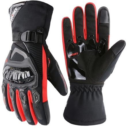 TAGVO Winter Motorrad Handschuhe, Warm Winddicht Wasserdicht, Vollständiger Fingerschutz Sensorbildschirm Motorradhandschuhe, REIT Handschuhe für Herren Damen