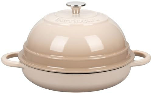 VORRINGARD Cast Iron Enameled Dutch Oven Pot with Lid for Bread Baking, Bread Oven, 6 Quart, Latte