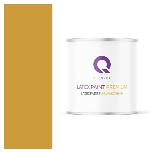 Q-COVER Voc - Vernice in lattice, lavabile, 2 l (circa 14 m²), colore Senape, colore per interni, colore da parete, classe 2, colore opaco, per chi soffre di allergie, resistente all'abrasione