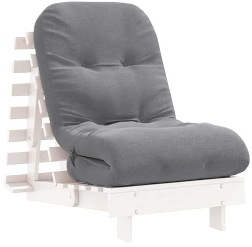 vidaXL Futonbäddsoffa med madrass vit 60x206x11 cm massiv furu, japansk futon säng, sovrum futon soffa, futon säng med madrass, futon bäddsoffa