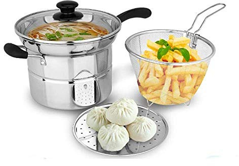 AYCDL Baño María de Acero Inoxidable Olla de Acero Inoxidable para Sopa Olla para cocinar Sartén Olla para freír Fideos con Leche Olla para cocinar al Vapor Utensilios de Cocina OL