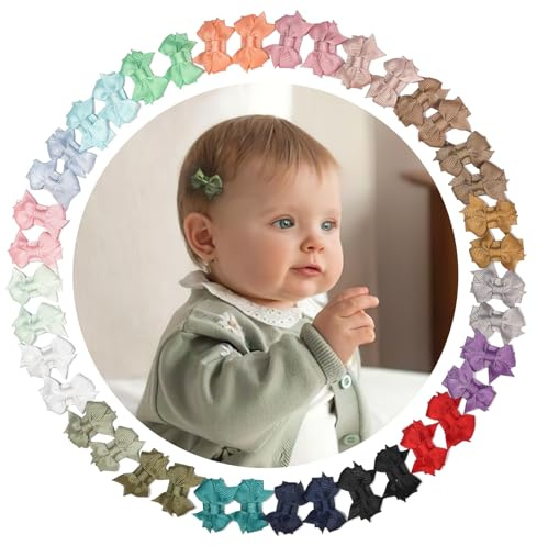 JOYOYO 40 lazos para el pelo para bebé, artesanías, tamaño pequeño, lazo de 3,5 cm, pinzas para el pelo pequeñas, especialmente para recién nacidos