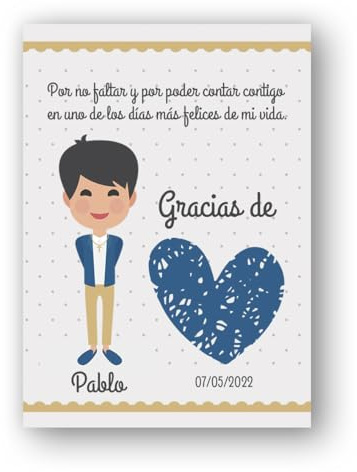 Genérico Tarjetas de Agradecimiento para Comunión Niño con corazón, detalle para invitados. Tarjetas de agradecimiento para invitados, tarjeta de agradecimiento niño de comunión.