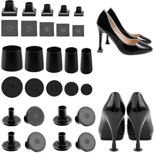 KSJEHW 14pares de Protector de Tacón Alto, Protectores Zapatos de Mujer Tacos Tapones, Tacón de Aguja Cubre Tapones,Tacos para Tacones,Tacón Alto Tapón,para Uso Diario Boda Ocasiones Formales(Negro)