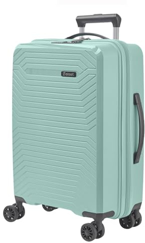 SISET Air Nova - Maleta de Cabina Expandible (55x40x23/26cm) Fabricada en Polipropileno, 4 Ruedas Dobles Silenciosas, Cerradura con Combinación TSA. (Pequeña), (52L), (2.7kg), (Menta Pastel).