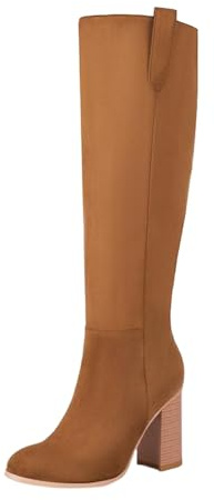 Bota para Mujer de Cana Alta con Tacon Ancho, Altura Media cálidos y cómodos Acabado Liso Estilo Western actividades al aire