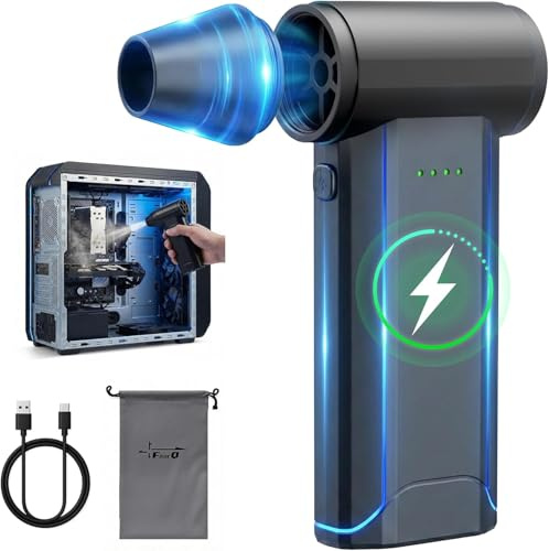 Soffiatore elettrico 110.000 giri/min, potente pulitore senza fili per PC, tastiera e casa, rimuovi polvere portatile ricaricabile, alternativa ad aria compressa in lattina, ideale per elettronica e