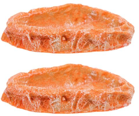 Veemoon 2 Cuencos para Reptiles de Resina Cuencos para Terrario Pequeños de Alimentación y Agua para Tortugas Lagartos Geckos Comedero Resistente y Fácil de Limpiar Color Rojo