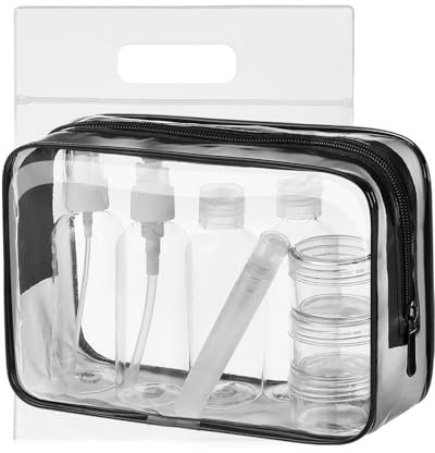 MOCOCITO Kit Viaggio Liquidi - Beauty Case da Viaggio, Set Bottigliette per Aereo da 8 Pezzi Contenitori Liquidi Flaconi 100ml per Shampoo, Crema, Lozione,Trousse Trasparente Borsa Cosmetici