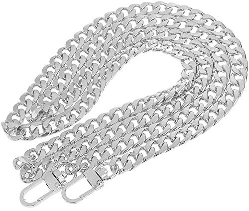 POFET Cadena de Bolso de Aluminio, Accesorio de Repuesto Dorado, Adecuado para Correas de Hombro para Bolsos, Monederos, Bolsos y Bolsos Bandolera, 120 cm - Plata