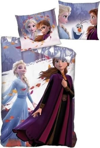 AYMAX S.P.R.L. Biancheria da letto per bambini Frozen 140x200cm+fodera cuscino 63 x 63 cm, Anna e ELSA 100% microfibra