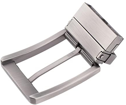 Amagogo Hombres Hebilla Del Cinturón Hebilla de Clavija Rectangular Sola Punta Reversible, Gris perla, tal como se describe