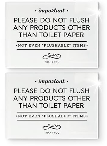 Reilly Originals 3.5x5 INCH Small & Elegant Designer Acrylic Bathroom Sign ~ Includes Adhesive ~ Washable, Premium Glossy finish (2)