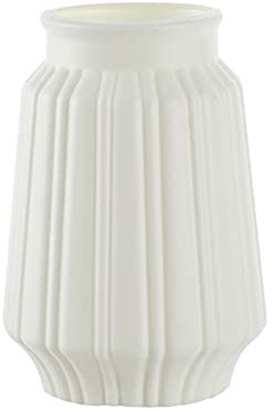 CUSROS Jarrones de plástico, adorno de camelia de color nórdico, floreros húmedos y secos, cerámica esmaltada de imitación, irrompible para flores, color blanco