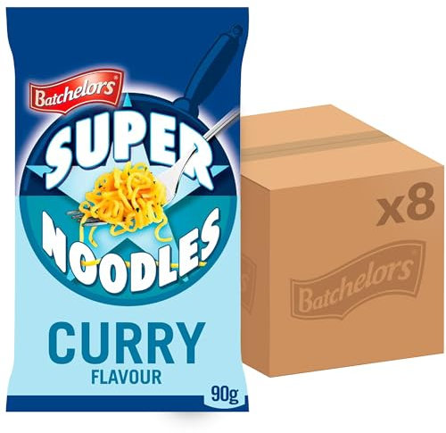 Batchelors Super Noodles Curry Flavour, Instant Snack Ready in 4 Minutes, 90 g Packet (Pack Of 8)