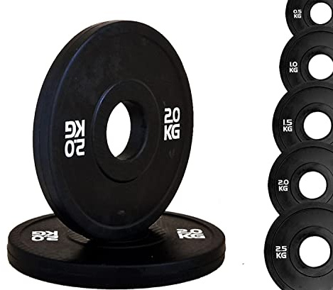 Disco Bumper Micro Carga Total Black Agujero Ø50 mm para Gimnasio y Home Gym de 0,5 a 2,5 kg (2 x 1 kg)