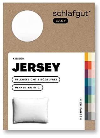 Schlafgut Easy Jersey Kissenbezug 60x80 cm Full-White mit 100% Baumwolle, superweicher & atmungsaktiver Kopfkissenbezug