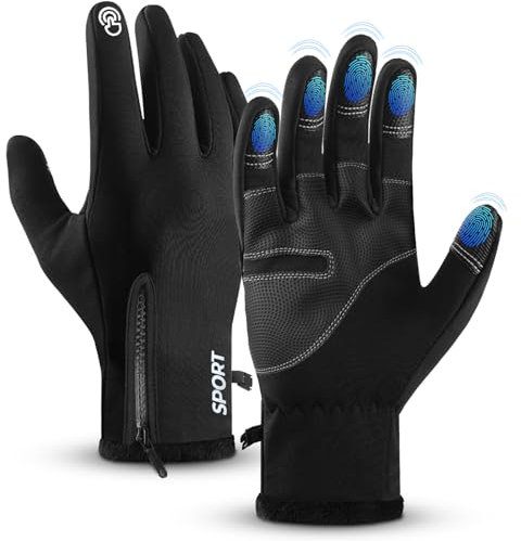 AURUZA Winter Touchscreen Handschuhe Winterhandschuhe für Herren Damen Fahrradhandschuhe Herren Winter Fahrrad Handschuhe Mann Winter Sporthandschuhe Outdoor Handschuhe Wasserdicht Schwarze XL