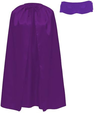 Cape et masque de super-héros pour grands enfants et adolescents, superhéros 90 cm de long pour déguisement de Superman carnaval Violet