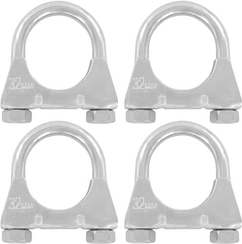 4er Set Edelstahl Bügel Schellen M8 x 32mm extrem belastbare Montageschellen stainless steel heavy duty (4 Stk. M8 x 32mm)