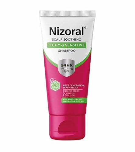 Nizoral Scalp Soothing Itchy & Sensitive Shampoo, 24 Hour Soothing Care, Ongoing Relief for Dry, Itchy and Flaky Scalps, For Healthy Looking, Shiny Hair, Contains Aloe Vera, 1 x 200ml