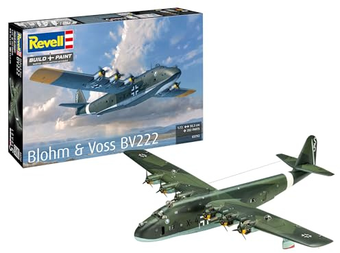 Revell Blohm & Voss BV222 | Plastikmodellbausatz Flugboot | detailliertes Cockpit, drehbarer Geschützturm | Decals für 2 historische Versionen für Sammler