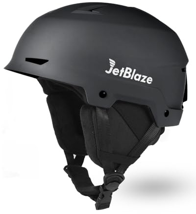 JetBlaze Skihelm Herren Damen Unisex Ski Helm Schneesporthelm mit Belüftungsöffnungen ABS Schale EPS Kern für Skifahren Snowboard Schneehelm für Erwachsene Jugend Schwarz Size L