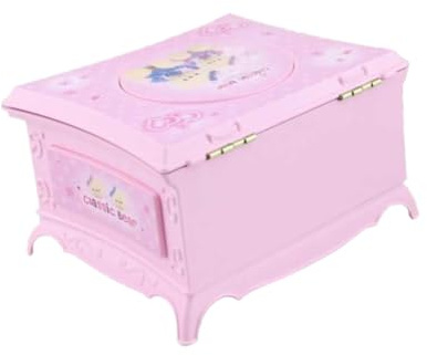 COLLBATH Joyero Clásico para Niñas con Caja de Música Giratoria y Espejo, Diseño Elegante de Plástico Rosa para Almacenamiento y Decoración