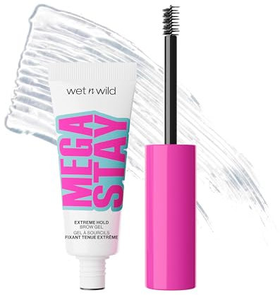 Wet n Wild Mega Stay Extreme Hold Brow Gel, Klares Finish, Bis zu 16 Stunden Halt, Leichte Formel, Einfache Anwendung, Kleiner Pinsel