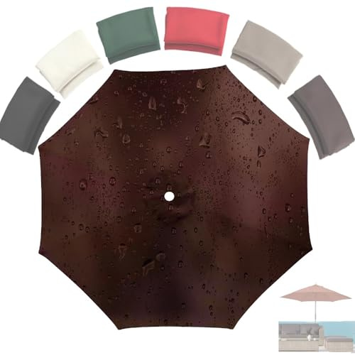 9ft/10ft Replacement Umbrella Canopy, Market Table Umbrella Top Replacement Cover, 8Ribs Outdoor Yard Parasol Replacement Cloth Waterproof(Coffee, 2.7m(9ft))
