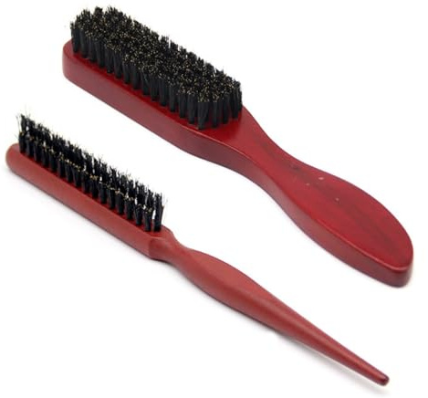Brosse en Poil de Sanglier, 2 Pièces, Teasing Brosse à Cheveux de Salon en Poils de Sanglier, Brosse a Cheveux Demelante pour le Nettoyage des Cheveux et de la Barbe, pour Cheveux Épais, Ondulés