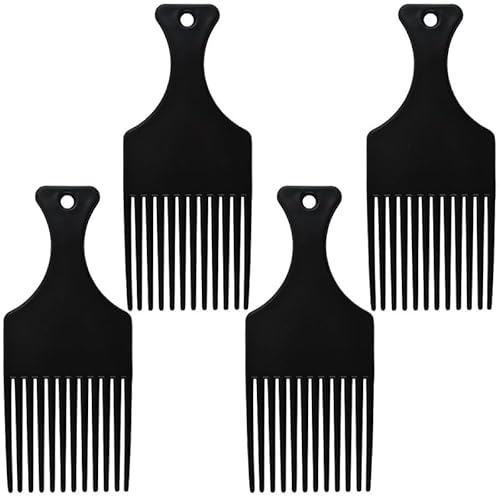 Vmoomax Afro lockkam bred tandkam plast hår plocka kam för lockigt, 4 stycken örter och tjockt hår, antistatisk kam för män och kvinnor, styling och vård verktyg för vått.