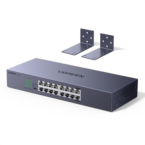 UGREEN Switch Ethernet Gigabit 16 Puertos Montaje en Sobremesa o Pared