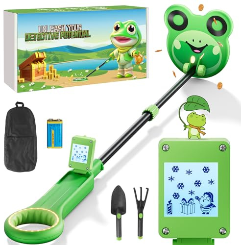 Aidisy Metal Detector per bambini, metal detector con display LCD, bambini leggeri, metal detector con manico regolabile, bobina di ricerca da 7 pollici, rilevatore di oro per l'esplorazione