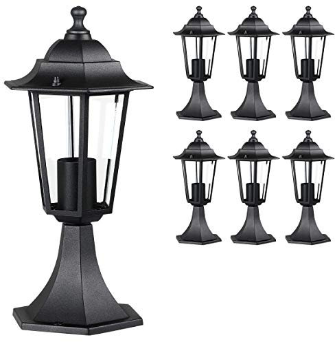 Monzana® Außenlampe 6er Set Wetterfest IP44 Alu E27 Anthrazit Laterne Vintage Außen Garten Wege Sockel Poller Leuchte