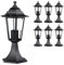 Monzana® Außenlampe 6er Set Wetterfest IP44 Alu E27 Anthrazit Laterne Vintage Außen Garten Wege Sockel Poller Leuchte