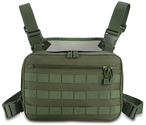 Kyrio Tactical Chest Rig Chest Bag Molle Radio Brustgurthalter Tactical Brusttasche Holster Weste für Zwei-Wege-Radio Walkie Talkies（Grün）