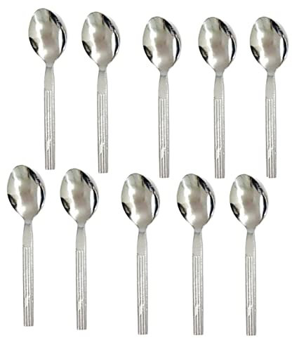 Buystarget 10x Stainless Steel Teaspoons Everyday Tea Spoon Set Coffee Drink Kitchen Home