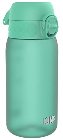 ION8 Kids Water Bottle, 350 ml/12 oz, Leak Proof, Easy to Open, Secure Lock, Dishwasher Safe, Carry Handle, Hygienic Flip Cover, Easy Clean, Odour Free, Teal Green