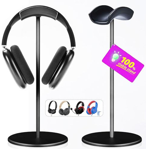 G.CATACC Soporte Auriculares para Escritorio, Gancho Sujeta Soporte Cascos Antideslizante para Apple, Bose, Sony, Philips, Sennheiser, Beats Gaming Over-ear Headphone - Negro