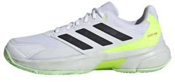 adidas Herren Courtjam Control 3 Tennis Shoes, Cloud White / Core Black / Lucid Lemon, 43 1/3 EU