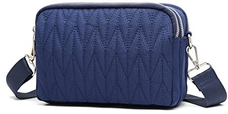 KONO Crossbody-Taschen für Damen, mehrere Taschen, Schultertaschen, Damen, Crossbody-Tasche, Handtasche mit verstellbarem breitem Riemen (Navy)