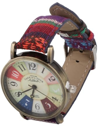 Fockety Relojes, Reloj de Pulsera Ajustable con Banda de Latón Fuerte y Duradero, Reloj Hippie de Estilo Bohemio Multicolor para Mujer con Batería Incorporada, Regalo para Sus Amigos