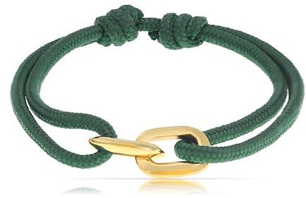 Made by Nami Surfer-Armband Herren & Damen • Segeltau Armband Handgemacht & Geflochten • Maritimes Armband • Minimalistisches Armband • 100% Wasserfest & verstellbar • Geschenke Männer (Grün Gold)