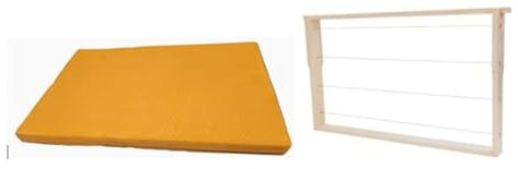 Generisch 10 Zander Rähmchen inkl. 10 Stück Mittelwände Wachs / Rahmen Hoffmann-Seiten aus LINDENHOLZ; waagerechte Drahtung, Edelstahldraht und Messingösen, geleimt und getackert 477 x 220 mm