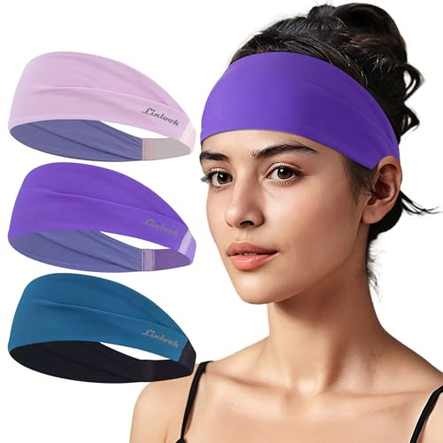 Cinta deportiva para mujer - Banda elástica antideslizante para el sudor, banda de pelo transpirable para fitness, yoga, correr, ciclismo, cómoda diadema para entrenamientos y actividades deportivas