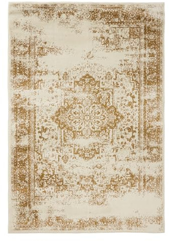 benuta Basic Matta Suki - Kräm/Gul 120x170 cm Syntetisk - Rektangulär vintage orientalisk - Lättskött vardagsrum sovrum
